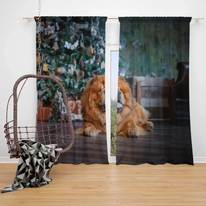 Fourfold Chow Chow Delight Wallpaper Window Curtain