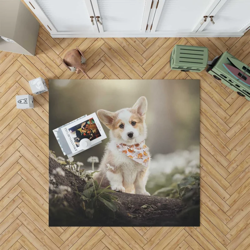 Fourfold Corgi Very Cuteness: Corgi Quartet Floor Rug