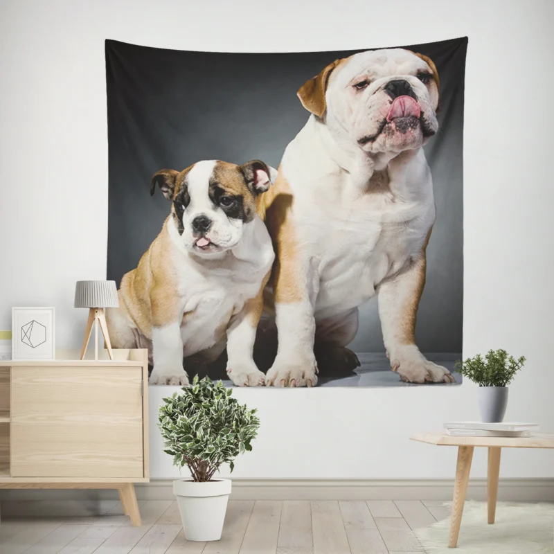 Fourfold Delight  Bulldog Quartet Wall Tapestry