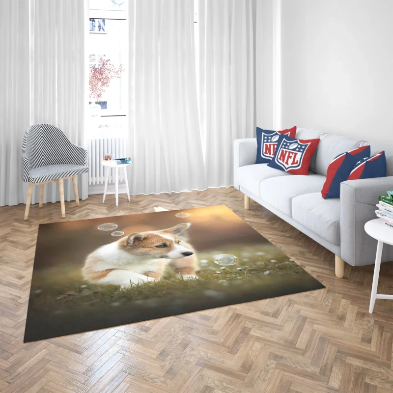 Fourfold Little Corgi Delight Quartet Floor Rug 2