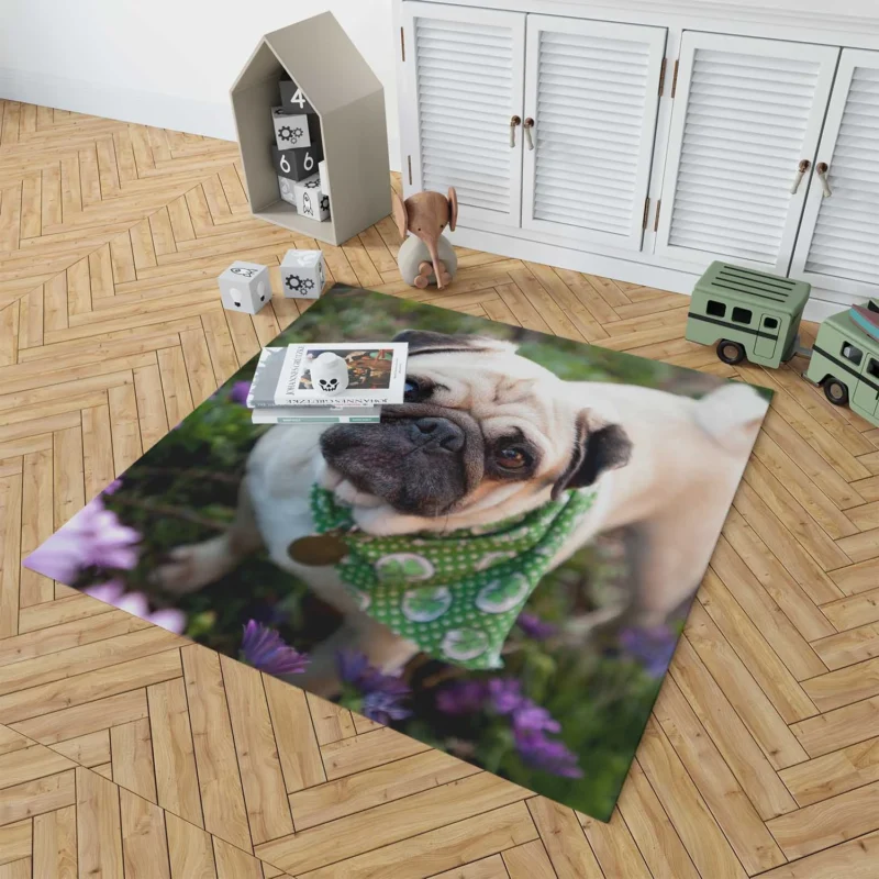 Fourfold Pug Charm: Pug Quartet Floor Rug 1