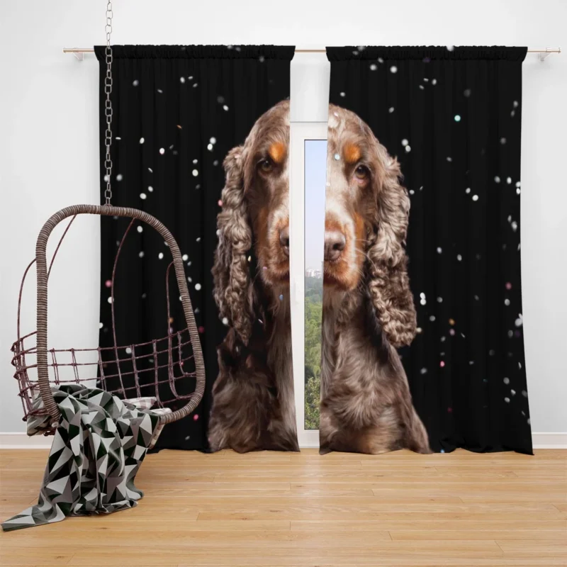 Fourfold Spaniel Delight: Cocker Spaniel Quartet Window Curtain