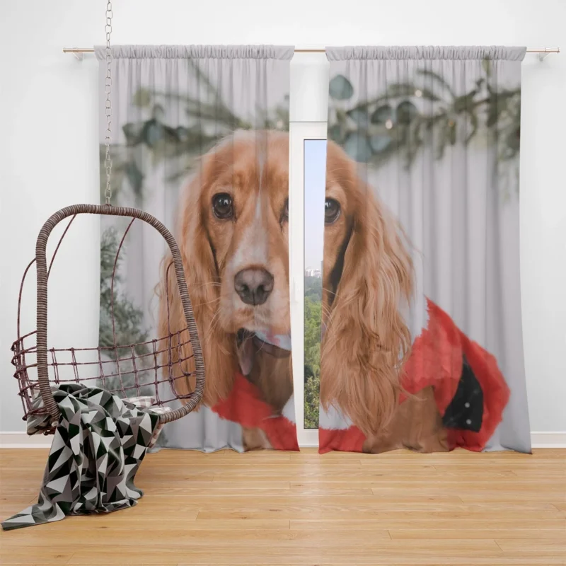 Fourfold Spaniel Elegance: Cocker Spaniel Quartet Window Curtain