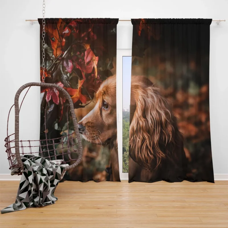 Fourfold Spaniel Grace with Cocker Spaniels Window Curtain