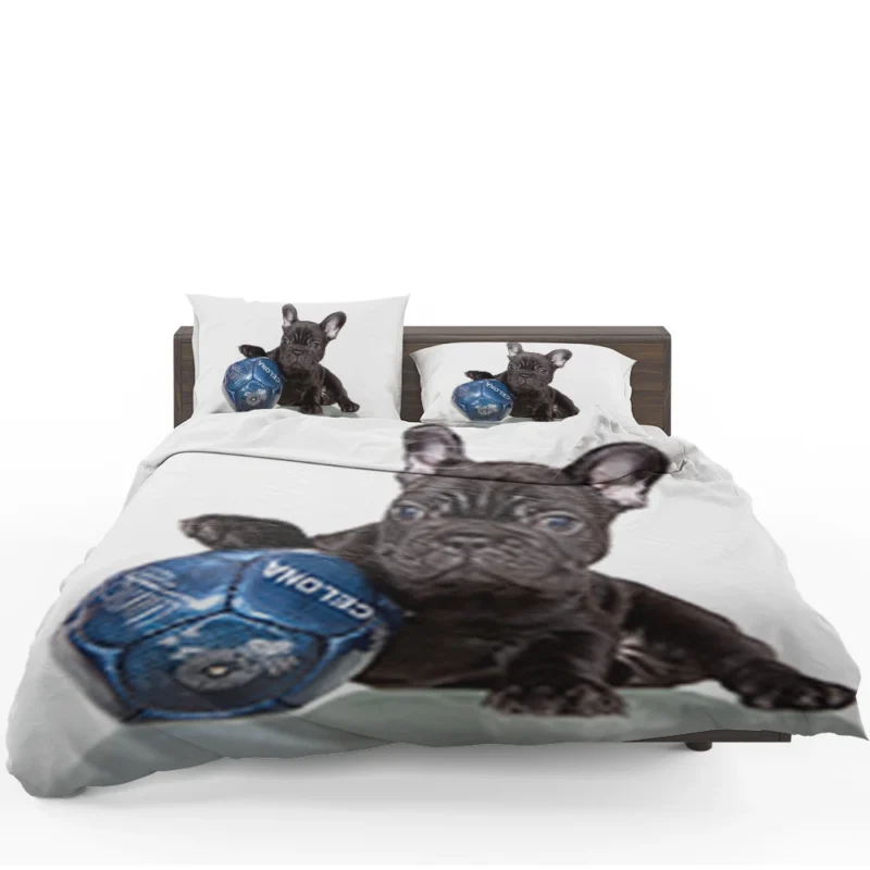 French Bulldog Ball Play: Muzzle and Puppy Fun Bedding Set