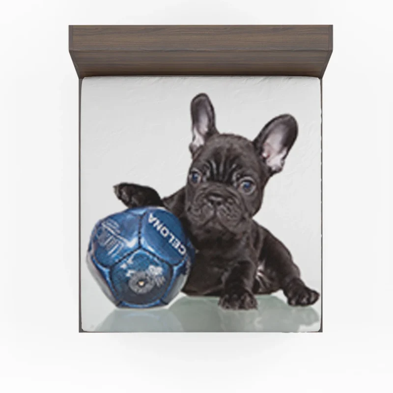 French Bulldog Ball Play: Muzzle and Puppy Fun Fitted Sheet