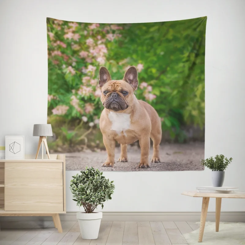 French Bulldog Hat and Puppy  A Duo of Delight Wall Tapestry