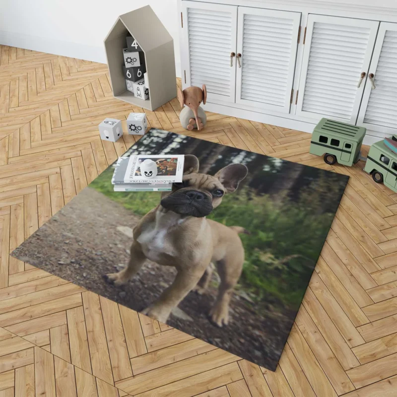 French Bulldog Path: Puppy Adventure in Nature Floor Rug 1