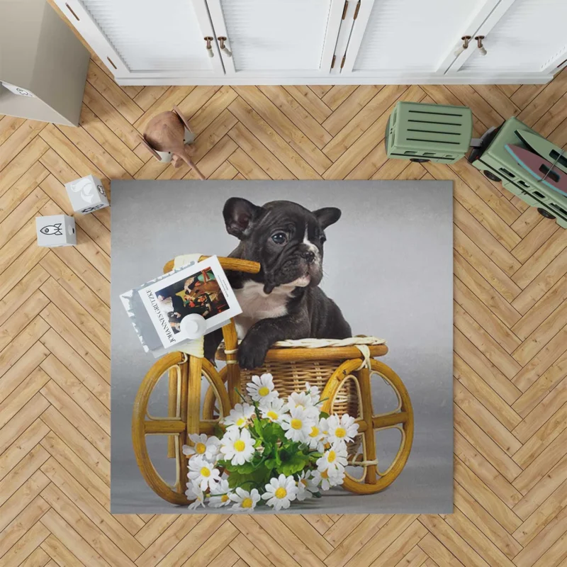 French Bulldog Puppy Love: Heartwarming Moments Floor Rug