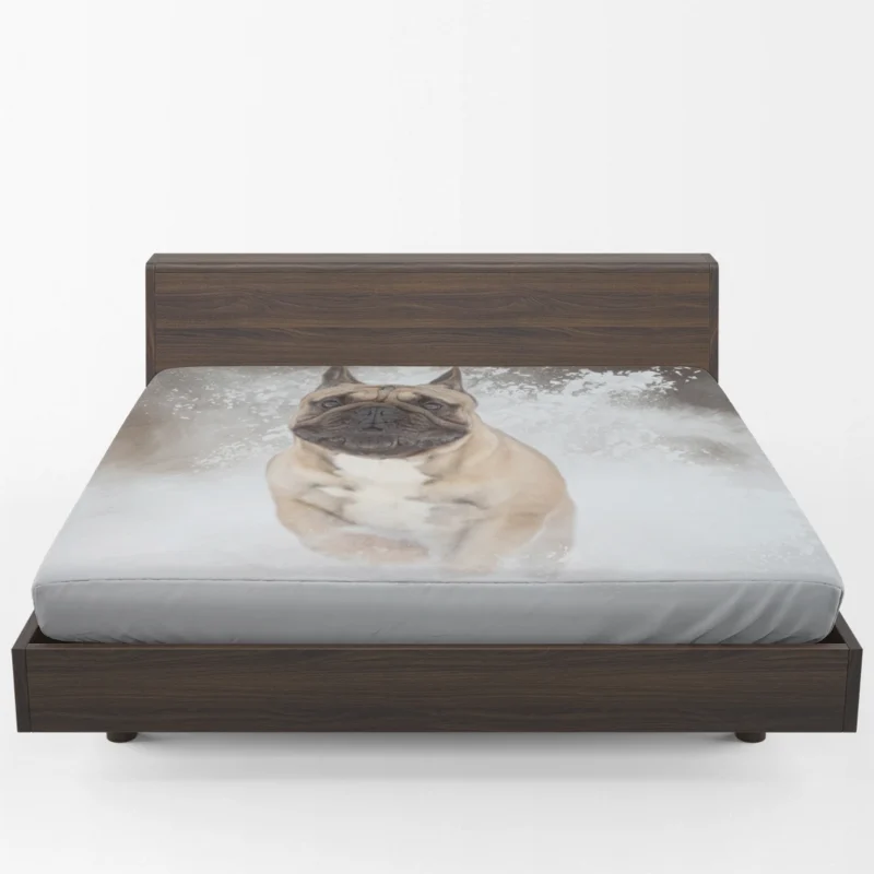 French Bulldog in Snow: A Winter Wonderland Fitted Sheet 1