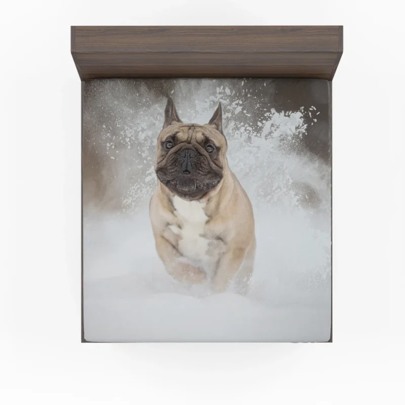 French Bulldog in Snow: A Winter Wonderland Fitted Sheet