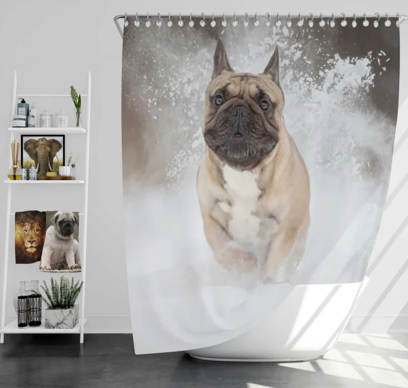 French Bulldog in Snow: A Winter Wonderland Shower Curtain