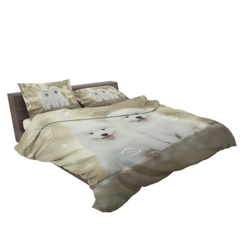 Friendly Charm: Samoyed Quartet Bedding Set 2