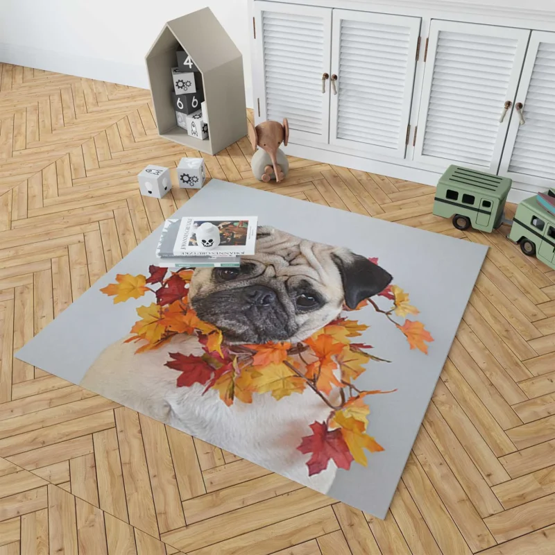 Friendly Elegance: Pug Quartet Floor Rug 1