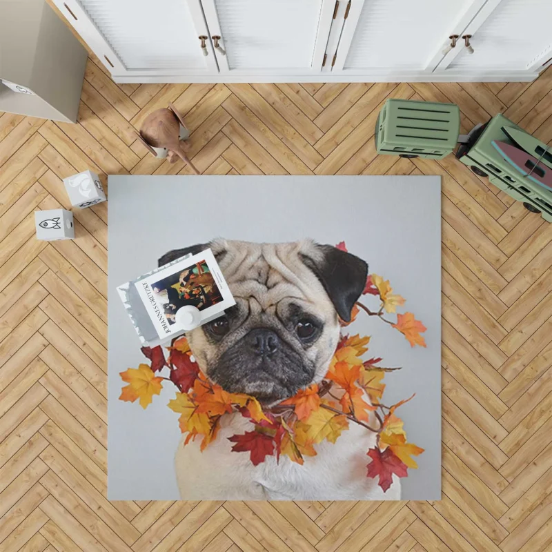 Friendly Elegance: Pug Quartet Floor Rug