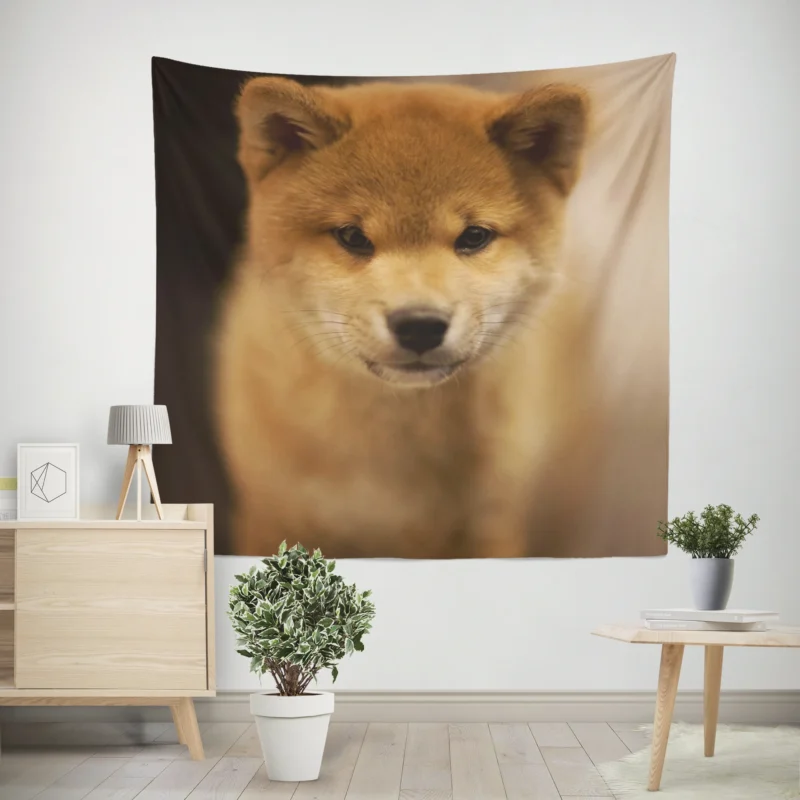 Furry Harmony  Playful Puppies in the Akita Quartet Wall Tapestry