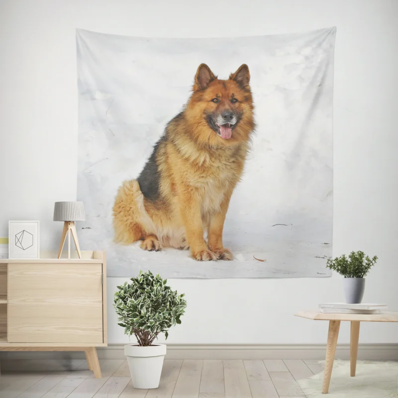 German Shepherd Elegance  Distinctive Breed Wall Tapestry