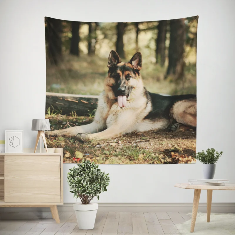 German Shepherd Grandeur  Posing for Greatness Wall Tapestry