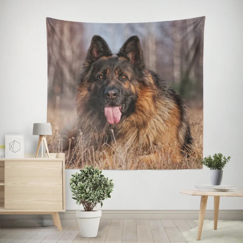 German Shepherd Majesty  Commanding Respect Wall Tapestry