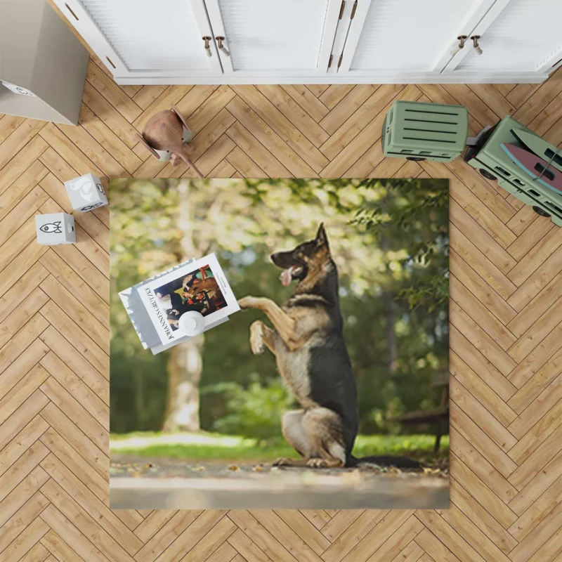 German Shepherd Snowflakes: Whimsical Winter Wonderland Floor Rug