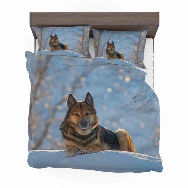 German Shepherd Snowscape: Mystical Winter Beauty Bedding Set 1