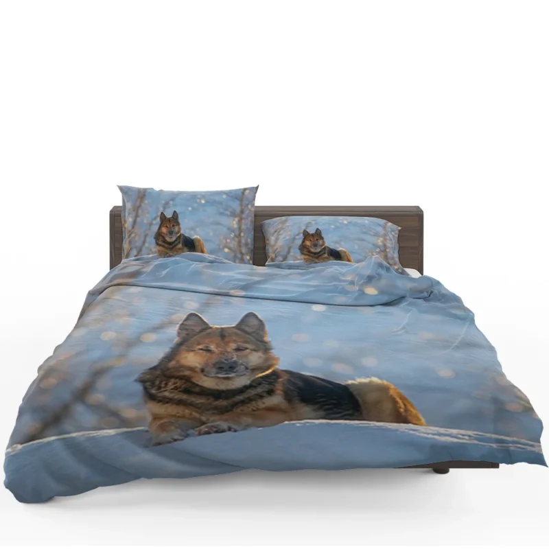 German Shepherd Snowscape: Mystical Winter Beauty Bedding Set