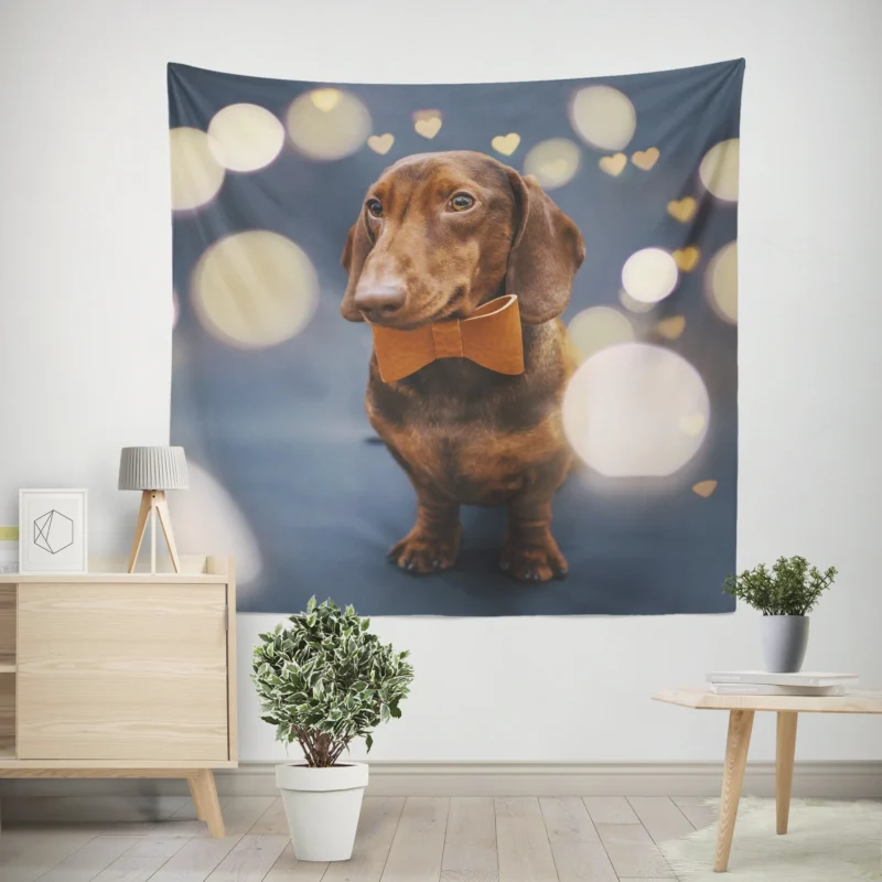 Glistening Bokeh Beauty  Dachshund Quartet Wall Tapestry