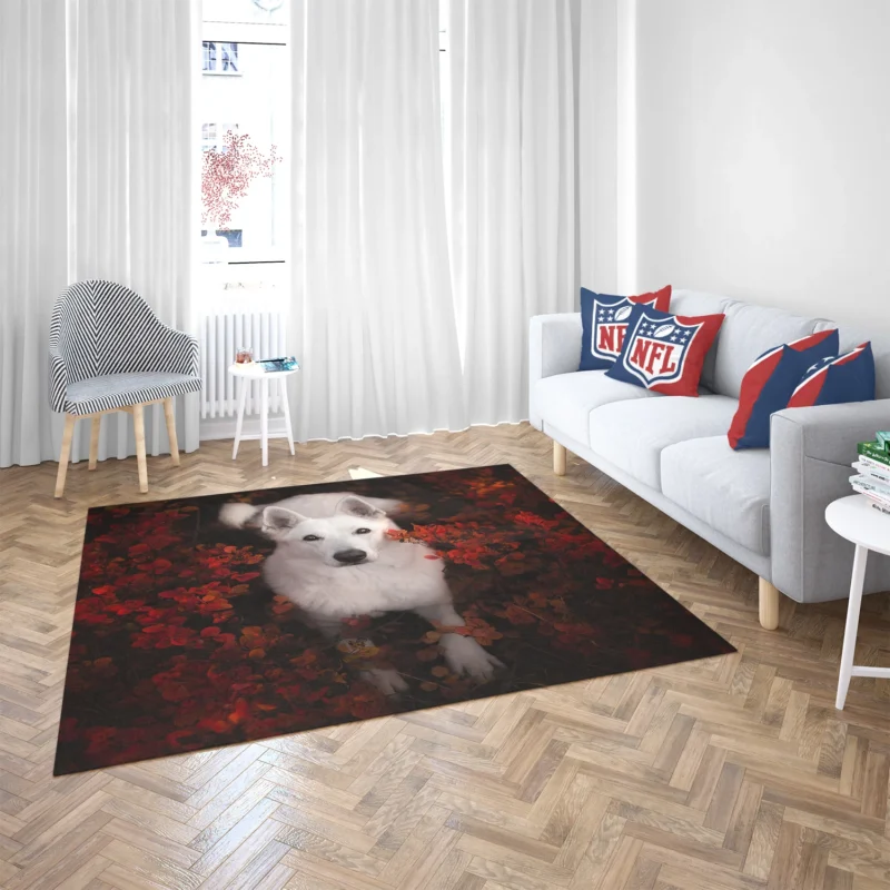 Graceful Swiss Companions: White Shepherd Quartet Floor Rug 2