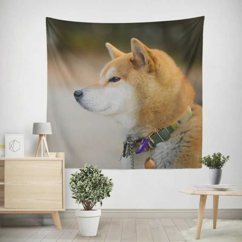 Graceful and Elegant  Shiba Inu Quartet Wall Tapestry