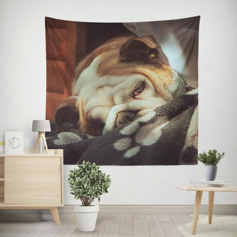 Graceful and Gentle  Bulldog Quartet Wall Tapestry