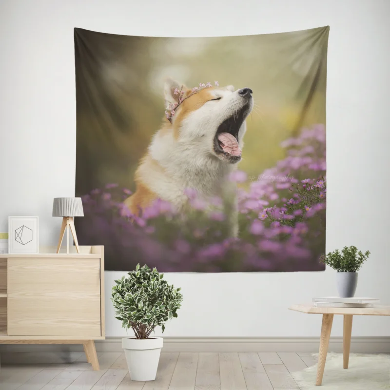 Graceful and Majestic  The Akita Quartet Wall Tapestry