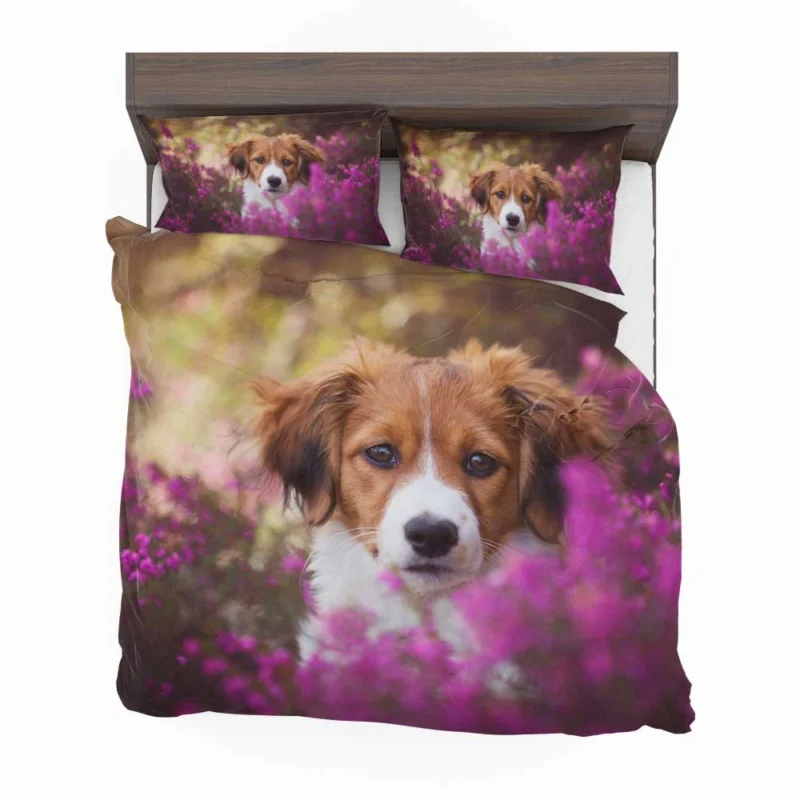 Heather Beauty Quartet: Kooikerhondje Flower Puppies Bedding Set 1