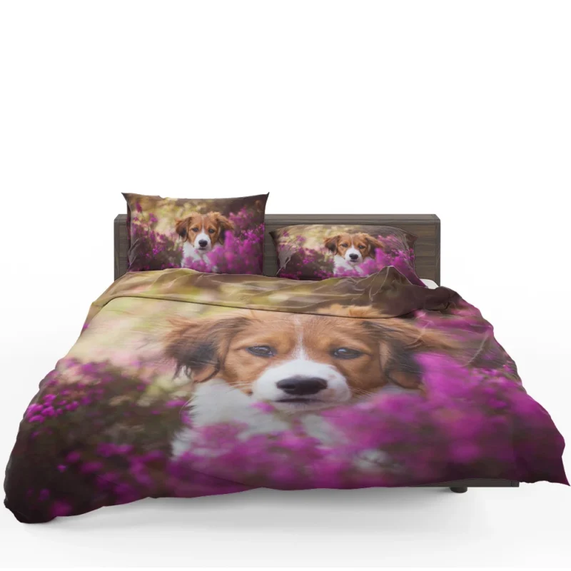 Heather Beauty Quartet: Kooikerhondje Flower Puppies Bedding Set