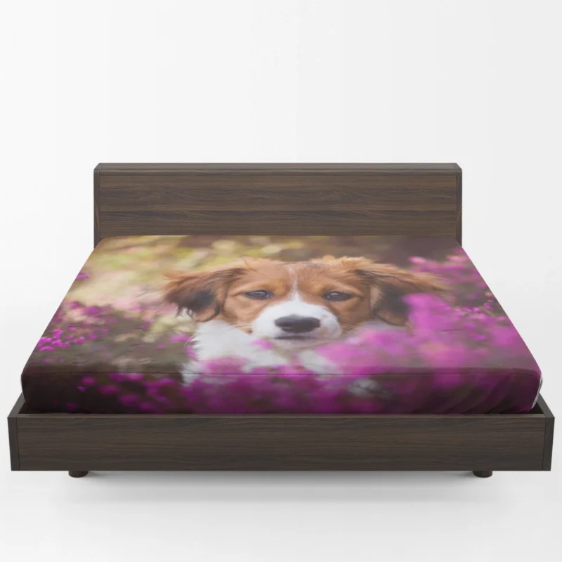 Heather Beauty Quartet: Kooikerhondje Flower Puppies Fitted Sheet 1