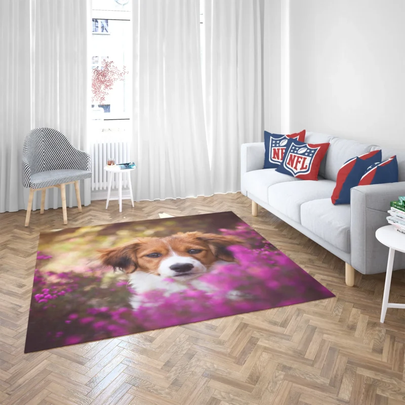 Heather Beauty Quartet: Kooikerhondje Flower Puppies Floor Rug 2