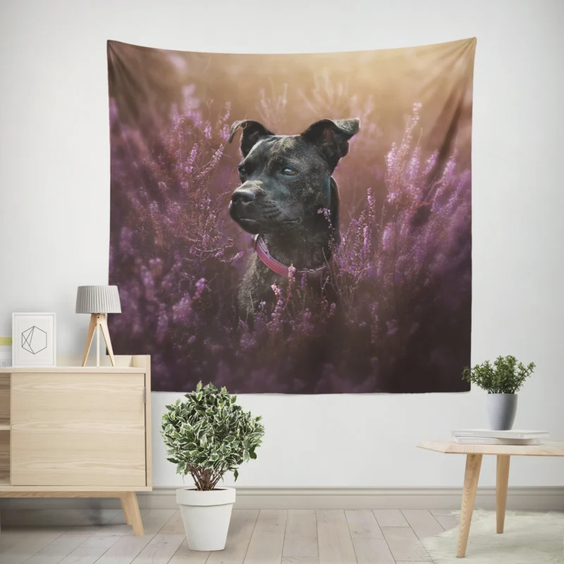 Heather Hued Hounds  Bull Terrier Quartet Wall Tapestry