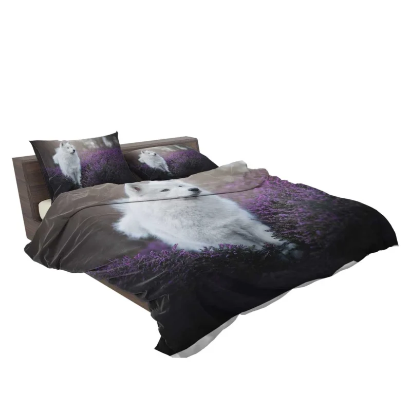 Heather and Purple Flowers: Samoyed Quartet Bedding Set 2