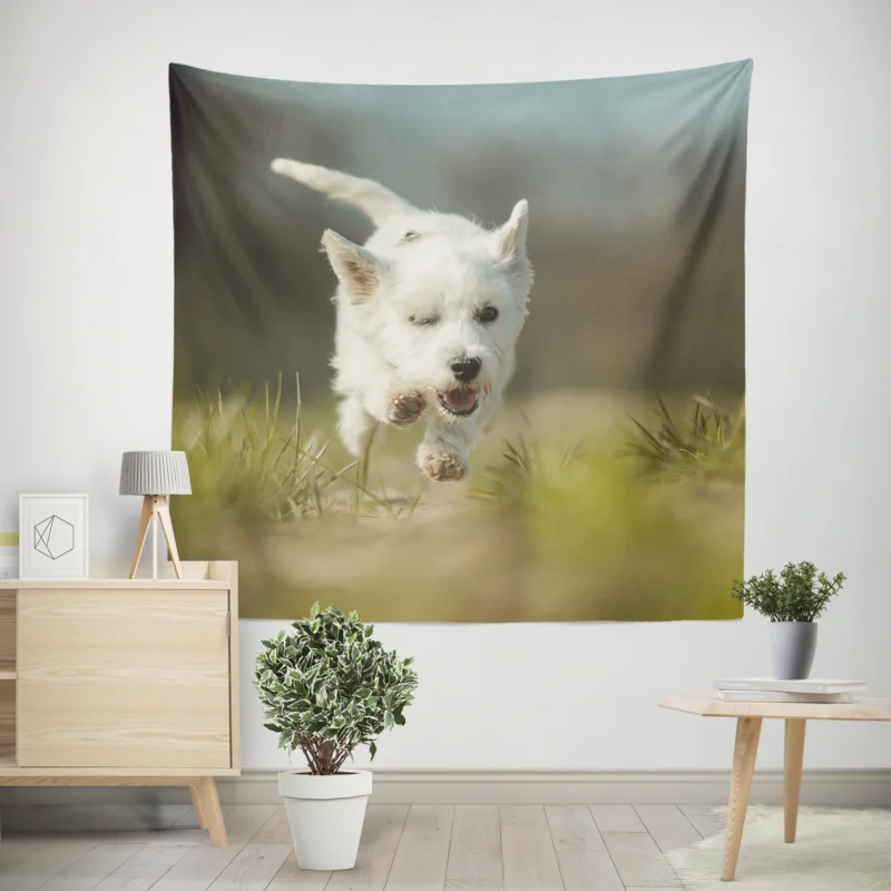 Iconic Charm  West Highland White Terrier Quartet Wall Tapestry