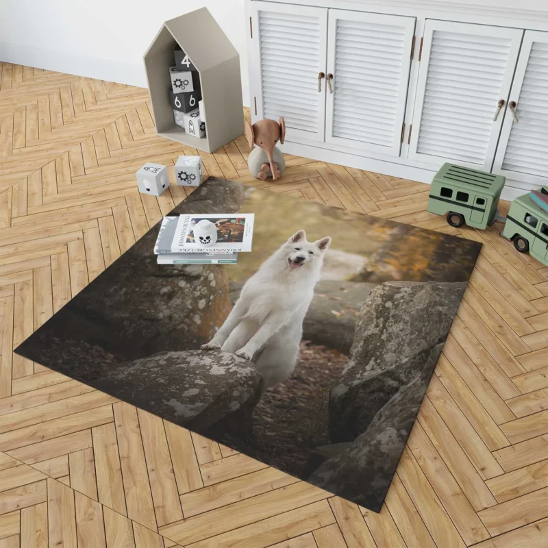 In-Depth Beauty: White Shepherd Quartet Floor Rug 1