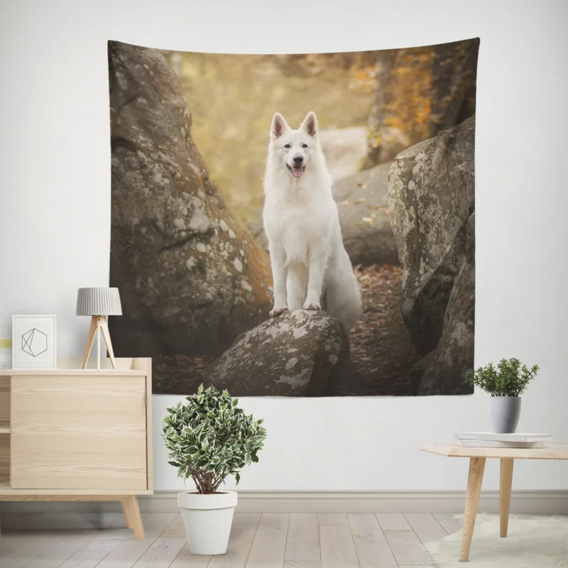 In-Depth Beauty  White Shepherd Quartet Wall Tapestry