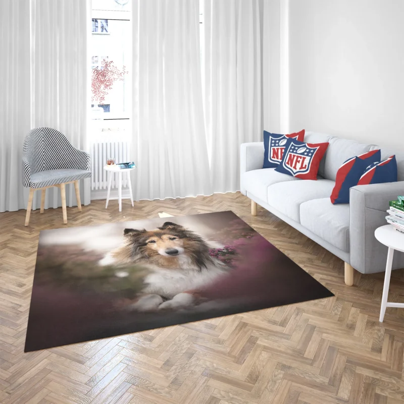 Intense Stare: Rough Collie Quartet Floor Rug 2