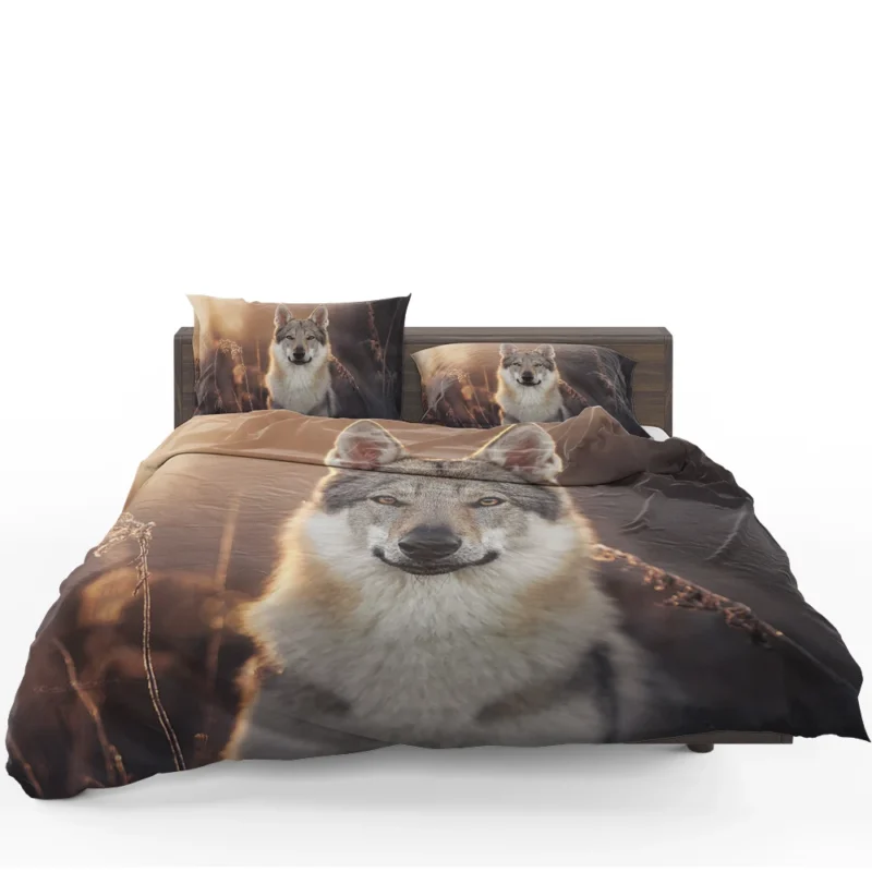 Intense Stare Under the Sky: Wolfdog Quartet Bedding Set