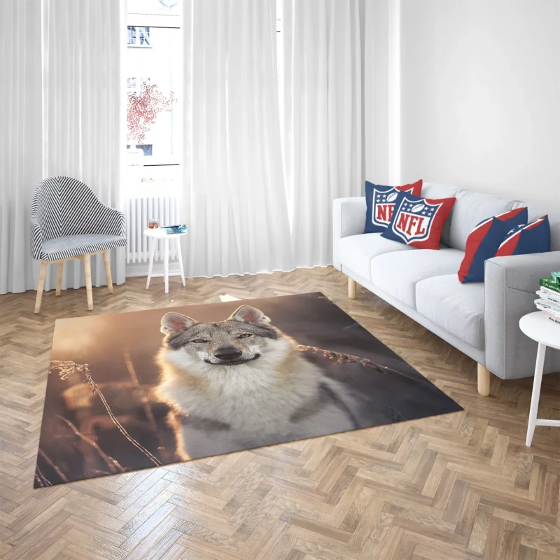 Intense Stare Under the Sky: Wolfdog Quartet Floor Rug 2