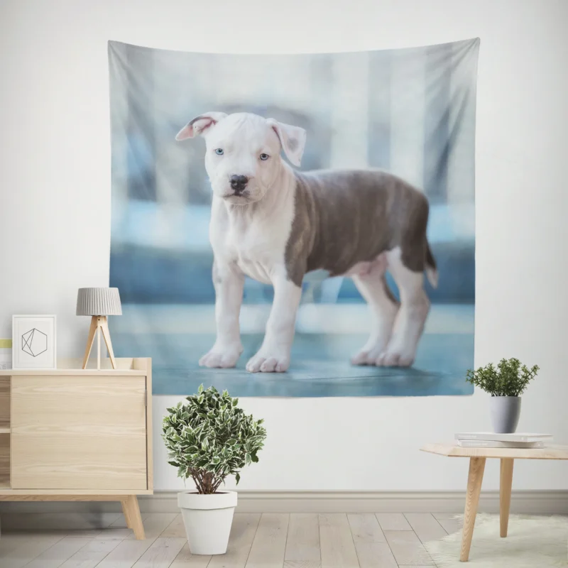 Joyful Bauble  American Pit Bull Terrier Puppy Quartet Wall Tapestry