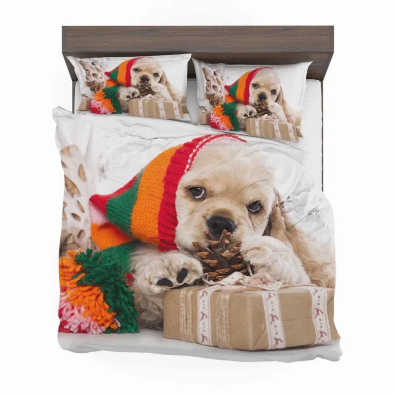 Joyful Puppies Wrapped in Cocker Spaniel Quartet Bedding Set 1