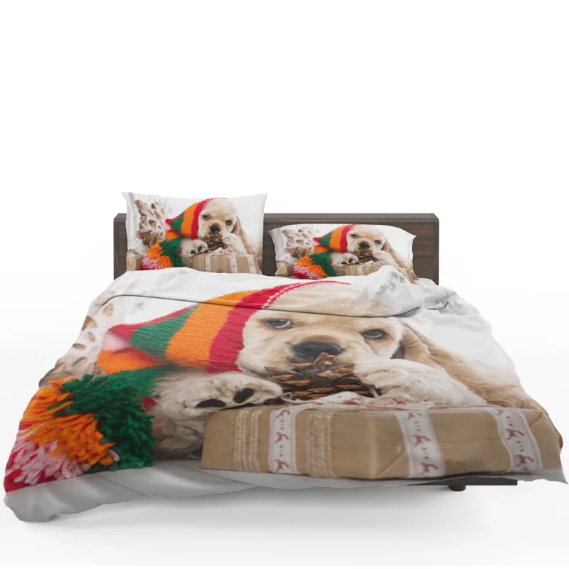 Joyful Puppies Wrapped in Cocker Spaniel Quartet Bedding Set