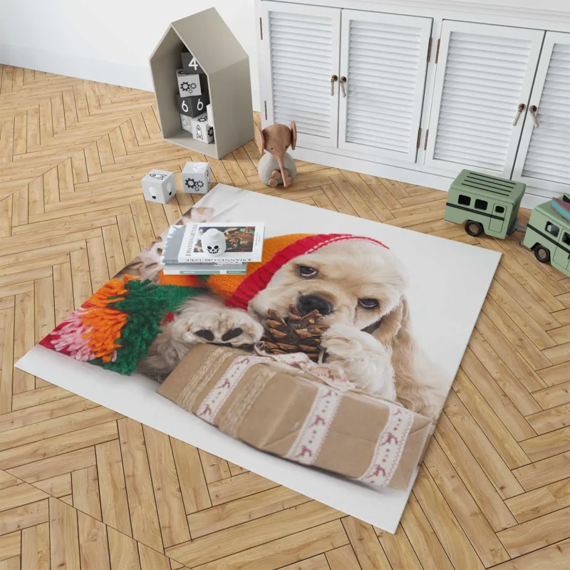 Joyful Puppies Wrapped in Cocker Spaniel Quartet Floor Rug 1