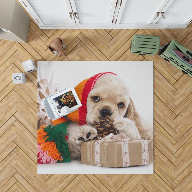 Joyful Puppies Wrapped in Cocker Spaniel Quartet Floor Rug