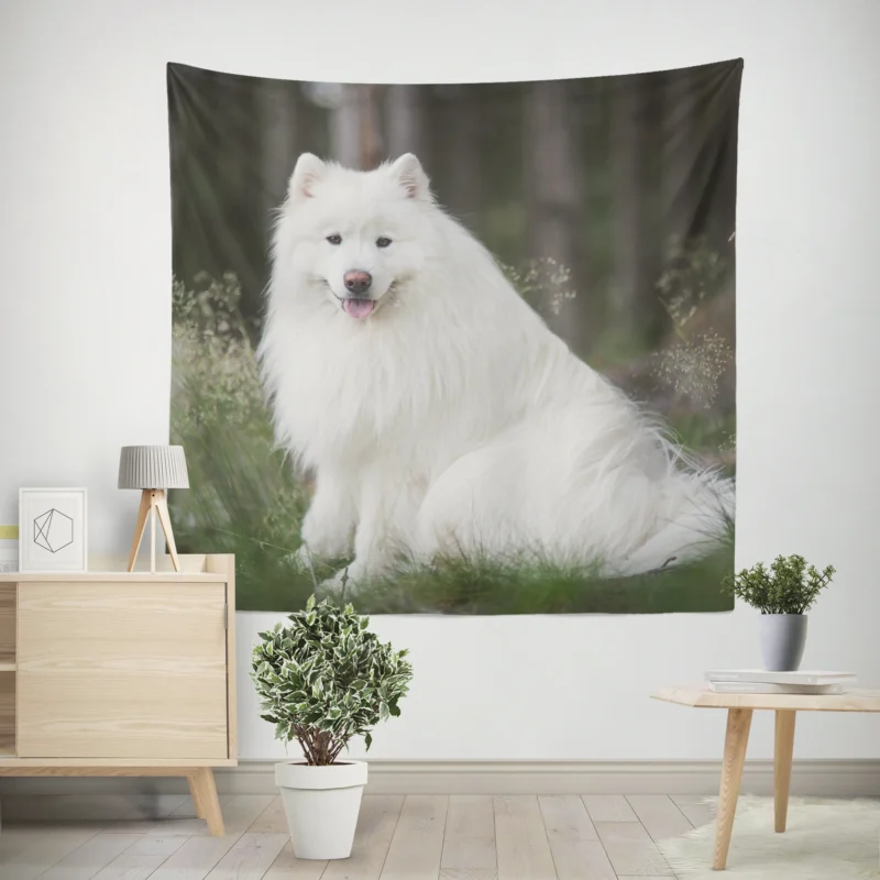 Kid-Friendly Samoyed  Quartet Wall Tapestry