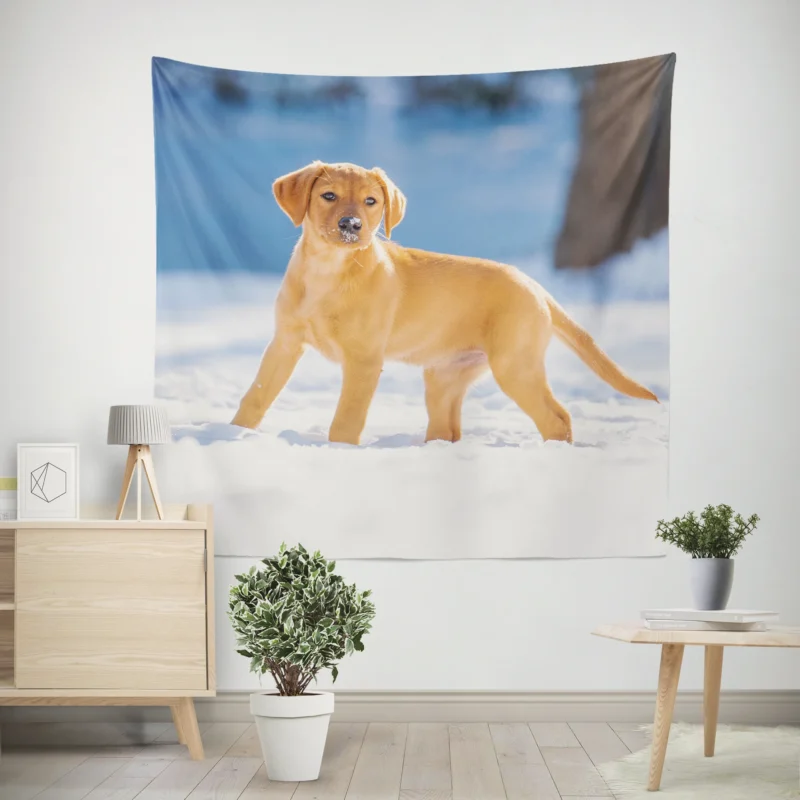 Labrador Quartet Delight  A Happy Black Lab Wall Tapestry